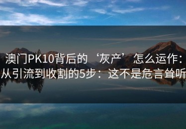 澳门PK10背后的‘灰产’怎么运作：从引流到收割的5步：这不是危言耸听