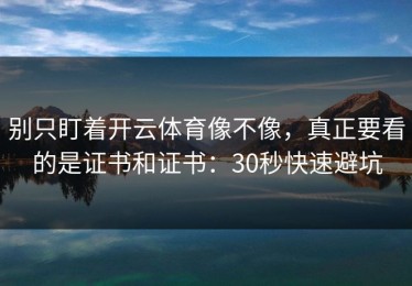 别只盯着开云体育像不像，真正要看的是证书和证书：30秒快速避坑