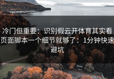 冷门但重要：识别假云开体育其实看页面脚本一个细节就够了：1分钟快速避坑