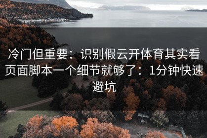 冷门但重要：识别假云开体育其实看页面脚本一个细节就够了：1分钟快速避坑