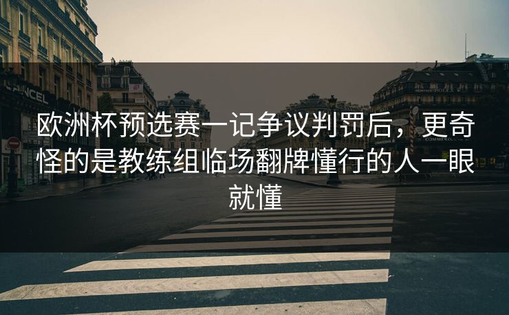 欧洲杯预选赛一记争议判罚后，更奇怪的是教练组临场翻牌懂行的人一眼就懂